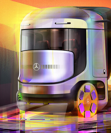 Futuristischer Mercedes-Benz Truck mit auffälligem Design zum 130-jährigen Jubiläum.