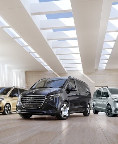 Eine Fahrzeugflotte aus Mercedes-Benz Vans