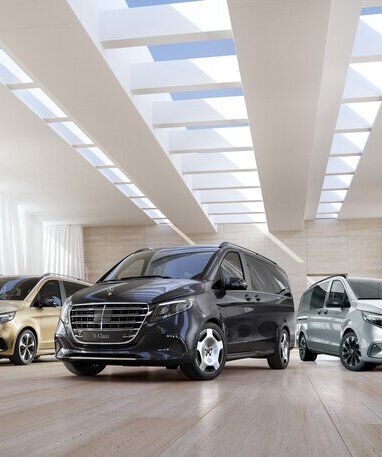 Eine Fahrzeugflotte aus Mercedes-Benz Vans